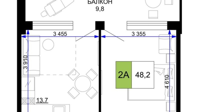 Продам 2-комнатные апартаменты от застройщика, 48.2 м², Анапа, проезд Сосновый, Литер                                                     1