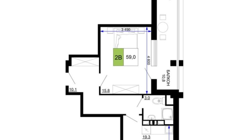 Продаются 2-комнатные апартаменты от застройщика, 59 м², Анапа, проезд Сосновый, Литер                                                     1