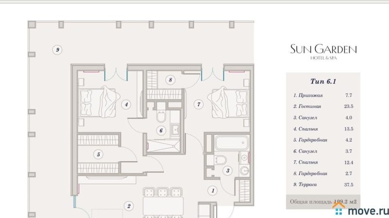 Продажа 3-комнатных апартаментов от застройщика, 109.2 м², Анапа, Дом                                                     1