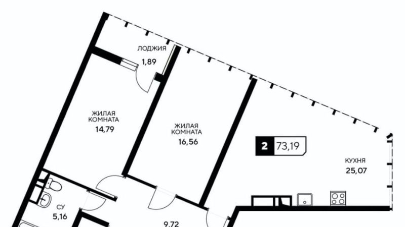 Продается 2-комнатная квартира от застройщика, 73.19 м², Анапа, Корпус                                                     5