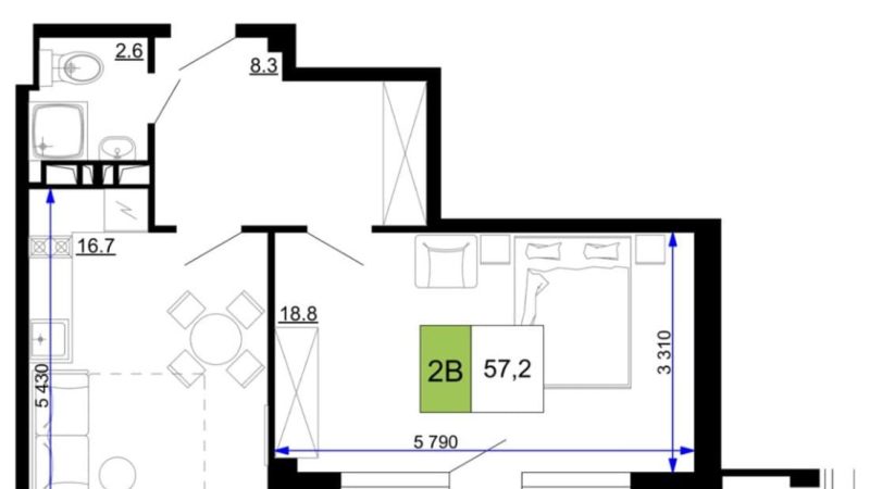 Продаем 2-комнатные апартаменты от застройщика, 57.2 м², Анапа, проезд Сосновый, Литер                                                     1