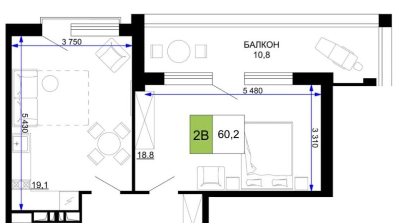 Продам 2-комнатные апартаменты от застройщика, 60.2 м², Анапа, проезд Сосновый, Литер                                                     1