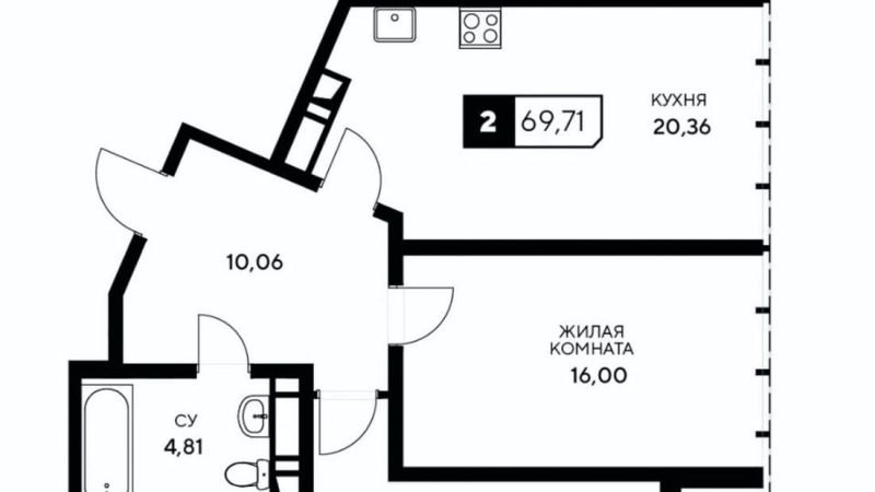 Продаю 2-комнатную квартиру от застройщика, 69.71 м², Анапа, Корпус                                                     5