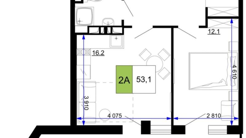 Продам 2-комнатные апартаменты от застройщика, 53.1 м², Анапа, проезд Сосновый, Литер                                                     1