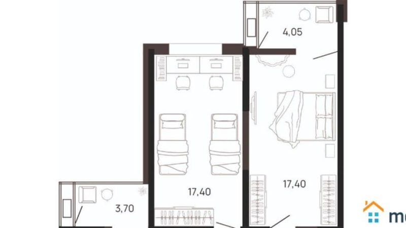 Продаются 2-комнатные апартаменты от застройщика, 66.9 м², Анапа, Парковая улица,                                                     79к2