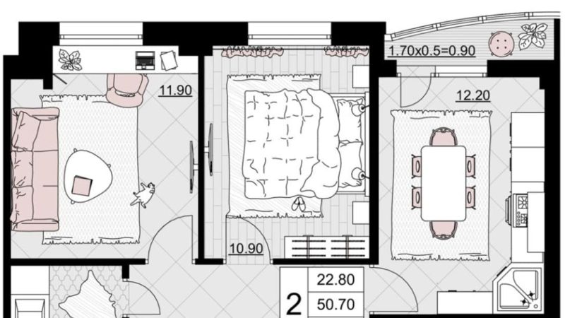 Продаем 2-комнатную квартиру от застройщика, 51.6 м², Анапа, Литер                                                     4