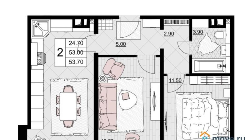 Продаем 2-комнатную квартиру от застройщика, 53.7 м², Анапа, Литер                                                     4