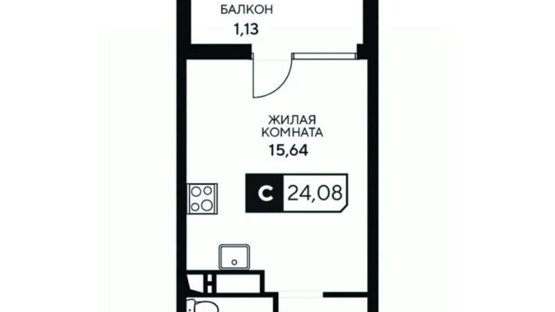 Продажа студии от застройщика, 24.08 м², Анапа, Корпус                                                     2