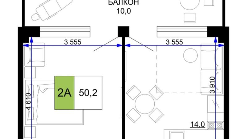 Продаю 2-комнатные апартаменты от застройщика, 50.2 м², Анапа, проезд Сосновый, Литер                                                     1