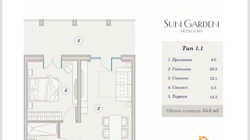 Продажа 2-комнатных апартаментов от застройщика, 52.9 м², Анапа, Дом                                                     2