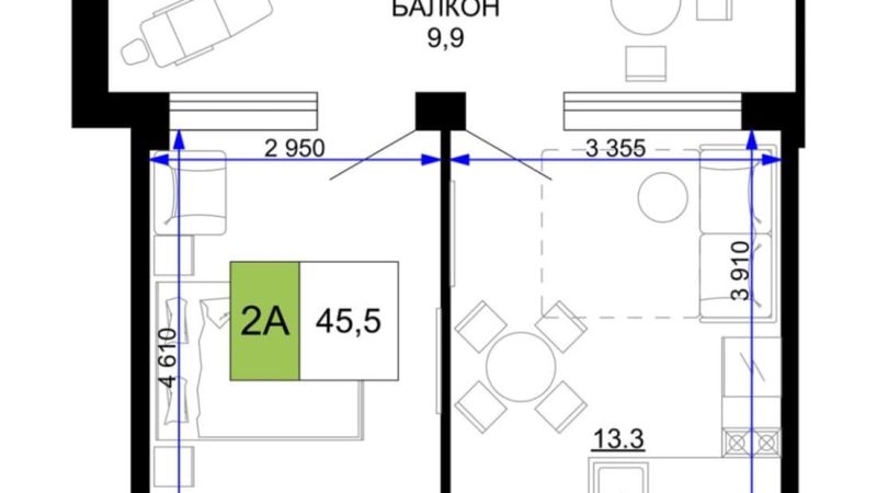 Продаются 2-комнатные апартаменты от застройщика, 45.5 м², Анапа, проезд Сосновый, Литер                                                     1