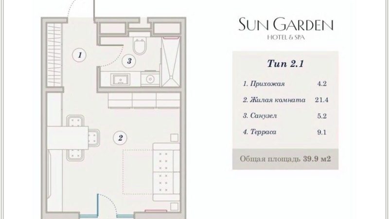 Продаем 1-комнатные апартаменты от застройщика, 39.9 м², Анапа, Дом                                                     1