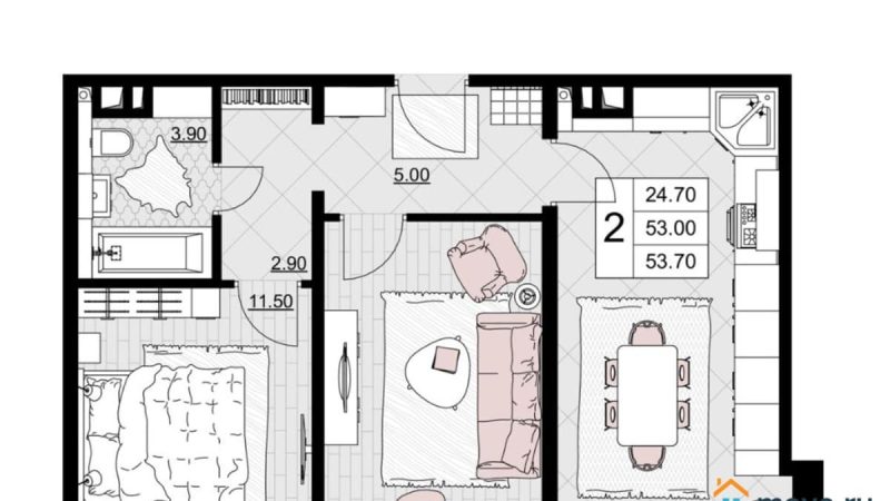 Продаем 2-комнатную квартиру от застройщика, 53.7 м², Анапа, Литер                                                     4