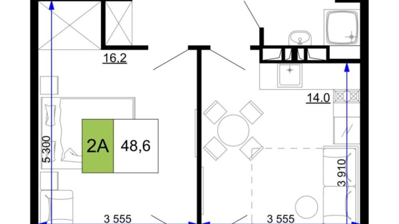 Продаются 2-комнатные апартаменты от застройщика, 48.6 м², Анапа, проезд Сосновый, Литер                                                     1