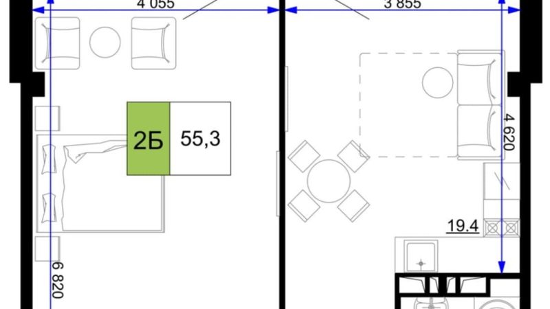 Продаем 2-комнатные апартаменты от застройщика, 55.3 м², Анапа, проезд Сосновый, Литер                                                     1