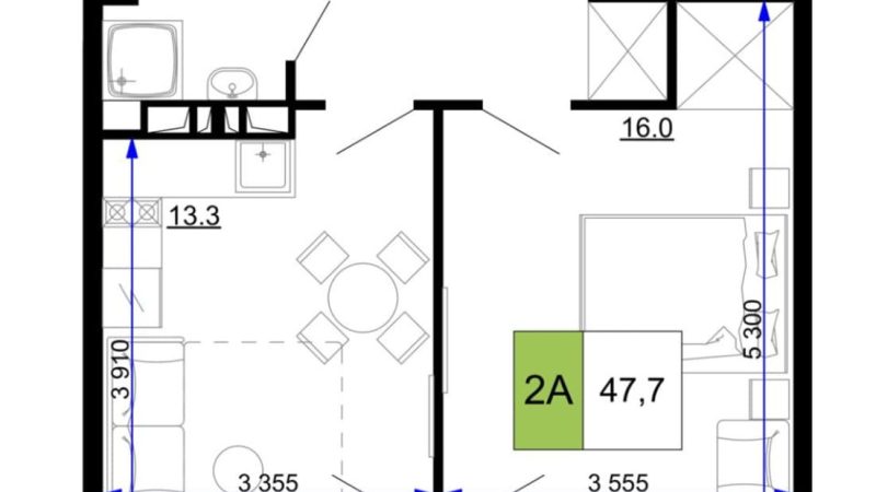 Продаю 2-комнатные апартаменты от застройщика, 47.7 м², Анапа, проезд Сосновый, Литер                                                     1