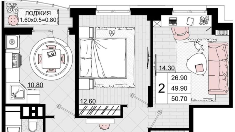 Продам 2-комнатную квартиру от застройщика, 50.7 м², Анапа, проезд Межсанаторный,                                                     20К