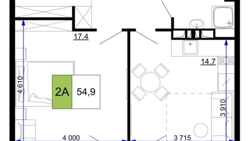 Продаю 2-комнатные апартаменты от застройщика, 54.9 м², Анапа, проезд Сосновый, Литер                                                     1