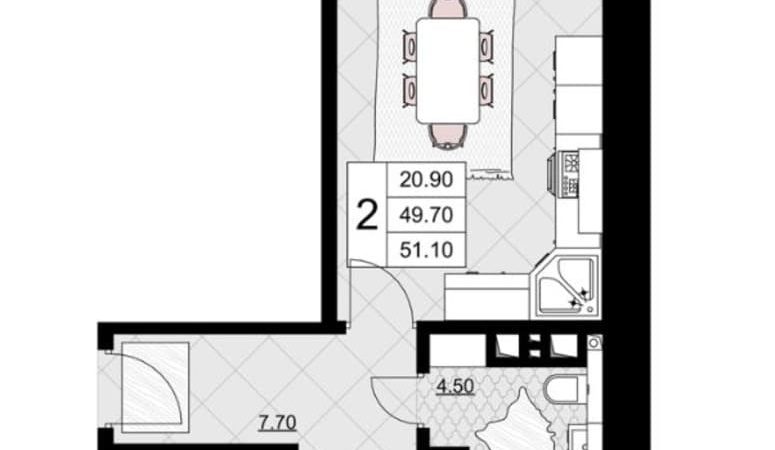 Продаем 2-комнатную квартиру от застройщика, 51.1 м², Анапа, Литер                                                     4