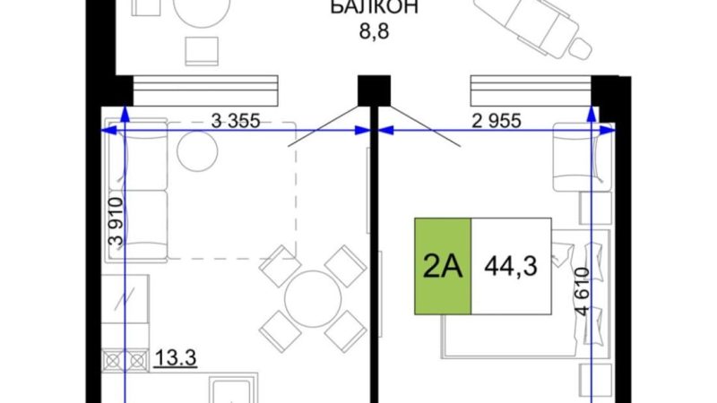 Продам 2-комнатные апартаменты от застройщика, 44.3 м², Анапа, проезд Сосновый, Литер                                                     1